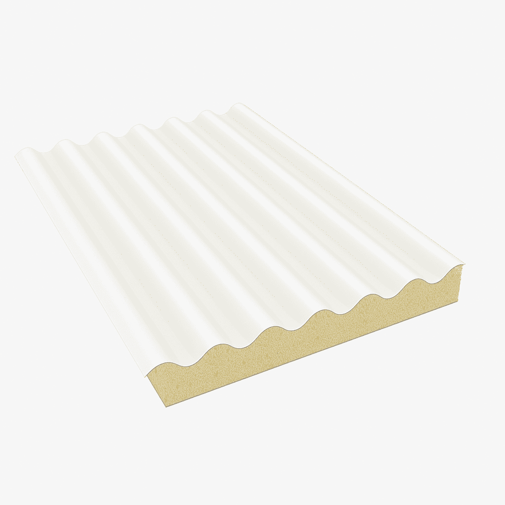 Panel Sandwich Para Fachadas Blanco con Nucleo de Lana de Roca