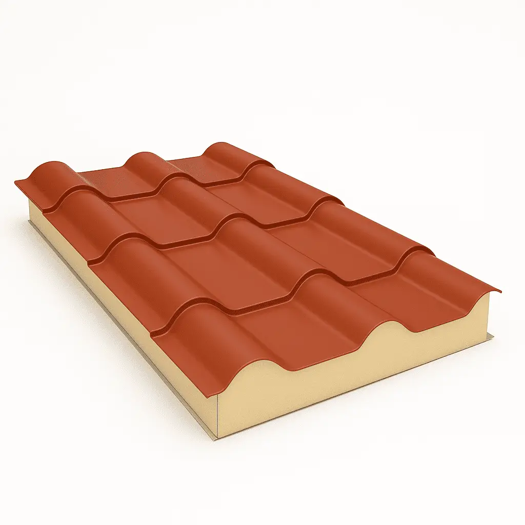 Paneles Sandwich Teja de Color Rojo 8004